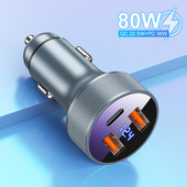 Încărcător auto USB GTWIN QC 3.0 80W tip C PD Adaptor încărcător pentru telefon auto pentru încărcare rapidă pentru iPhone Xiaomi Samsung Telefon mobil