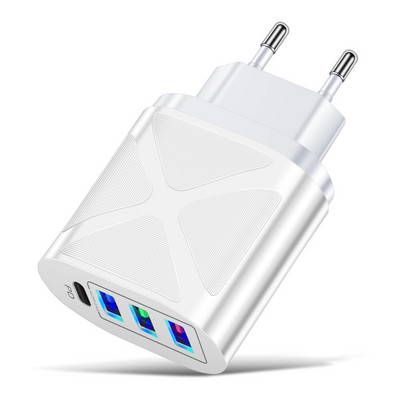 48W 3 porturi Încărcătoare USB + încărcător tip C PD Încărcare rapidă pentru iphone 13 12 Pro Huawei Xiaomi Adaptor încărcător telefon portabil