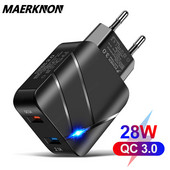 Încărcător USB Încărcare rapidă 3.0 4.0 Adaptor de perete cu iluminare LED pentru iPhone 12 Samsung A50 Xiaomi Huawei Tabletă Încărcătoare pentru telefoane mobile