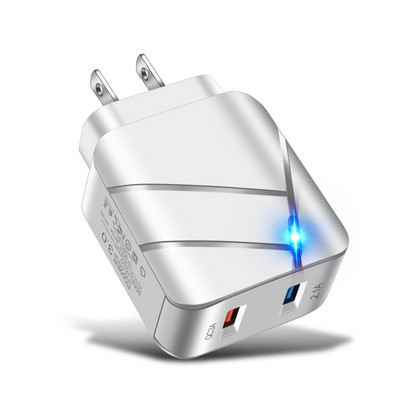 Încărcător USB Încărcare rapidă 3.0 4.0 Adaptor de perete cu iluminare LED pentru iPhone 12 Samsung A50 Xiaomi Huawei Tabletă Încărcătoare pentru telefoane mobile