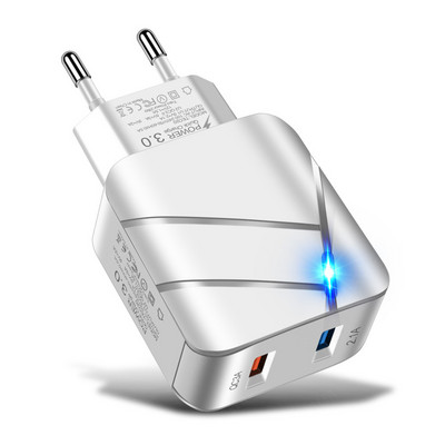 Încărcător USB Încărcare rapidă 3.0 4.0 Adaptor de perete cu iluminare LED pentru iPhone 12 Samsung A50 Xiaomi Huawei Tabletă Încărcătoare pentru telefoane mobile