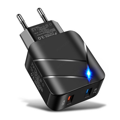 Încărcător USB Încărcare rapidă 3.0 4.0 Adaptor de perete cu iluminare LED pentru iPhone 12 Samsung A50 Xiaomi Huawei Tabletă Încărcătoare pentru telefoane mobile