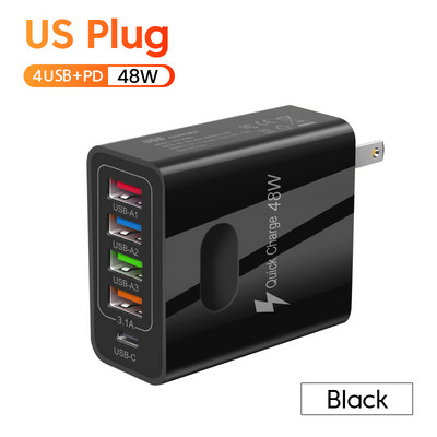 Încărcător Olaf 48W USB C 5 porturi QC 3.0 Tip C Adaptor de perete USB de încărcare rapidă pentru IPhone 13 Xiaomi Samsung PD Încărcător rapid de telefon