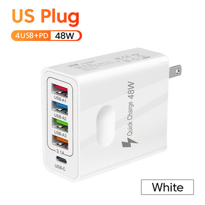 Încărcător Olaf 48W USB C 5 porturi QC 3.0 Tip C Adaptor de perete USB de încărcare rapidă pentru IPhone 13 Xiaomi Samsung PD Încărcător rapid de telefon