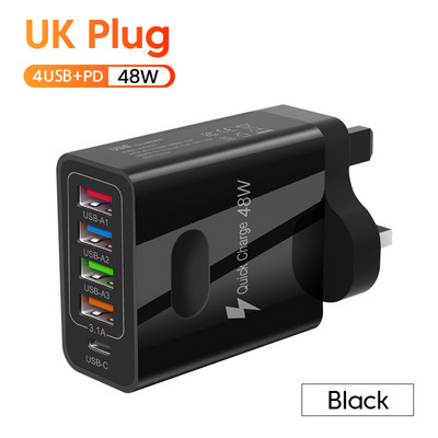 Încărcător Olaf 48W USB C 5 porturi QC 3.0 Tip C Adaptor de perete USB de încărcare rapidă pentru IPhone 13 Xiaomi Samsung PD Încărcător rapid de telefon
