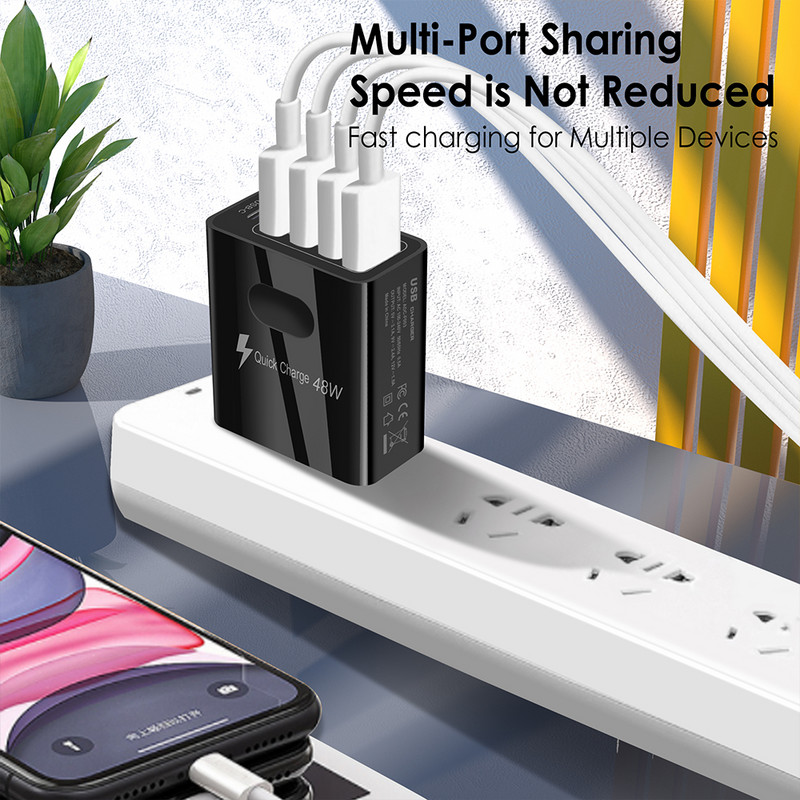 Olaf 48W USB C Φορτιστής 5 θυρών QC 3.0 Type C USB Fast Charging Wall Adapter για IPhone 13 Xiaomi Samsung PD Quick Charger Phone