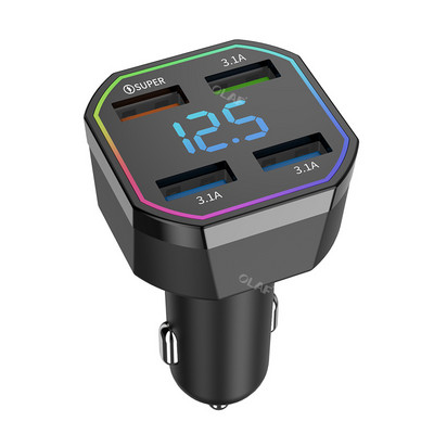 Încărcător auto Olaf 66W Încărcare rapidă pentru iPhone Xiaomi Samsung PD Încărcător telefon auto Încărcare rapidă 3.0 4 porturi Adaptor încărcător USB auto