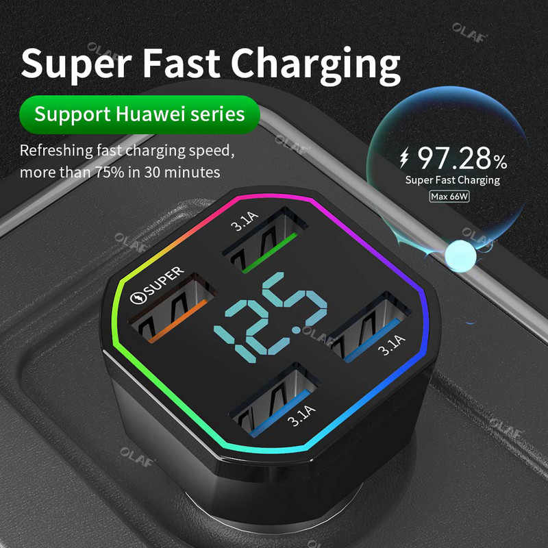 66W PD USB auto punjač tipa C USB telefonski adapter za brzo punjenje u automobilu za iPhone 13 Pro Xiaomi Huawei Samsung auto brzi punjač
