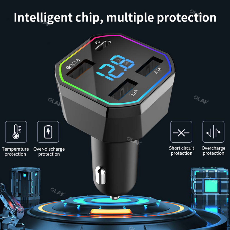 66W PD USB auto punjač tipa C USB telefonski adapter za brzo punjenje u automobilu za iPhone 13 Pro Xiaomi Huawei Samsung auto brzi punjač