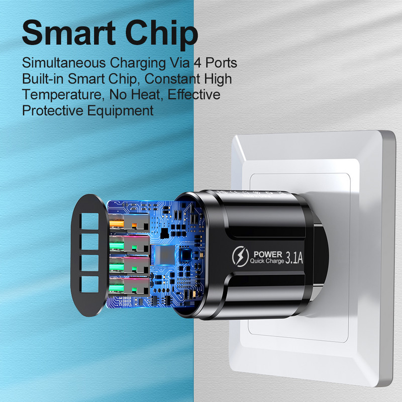 Quick Charge 3.0 For iPhone Charger Wall Fast Charging for Samsung S10 S9 S8 Plug Xiaomi Mi Huawei Chargers Mobile Phone Adapter