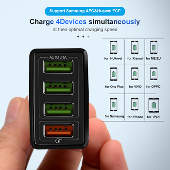 OLAF Quick Charge 3.0 4-портово USB зарядно EU US Fast Charging Phone Charger за iphone X Huawei Samsung S10 Xiaomi QC 3.0 адаптер