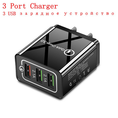 Încărcător USB OLAF cu încărcare rapidă 3.0 cu 4 porturi, încărcător de telefon cu încărcare rapidă din UE, SUA, pentru iphone X Huawei Samsung S10 Adaptor Xiaomi QC 3.0