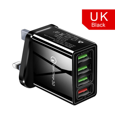 Încărcător USB OLAF cu încărcare rapidă 3.0 cu 4 porturi, încărcător de telefon cu încărcare rapidă din UE, SUA, pentru iphone X Huawei Samsung S10 Adaptor Xiaomi QC 3.0