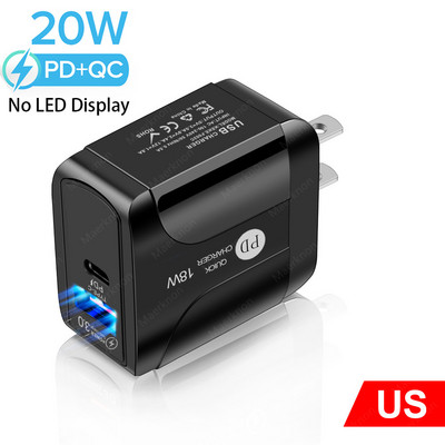 Încărcător USB PD 20W Adaptor UE Încărcare rapidă 3.0 4.0 Tip C Încărcare rapidă a telefonului portabil pentru iPhone 12 iPad Huawei Xiaomi Samsung
