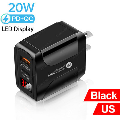 Încărcător USB PD 20W Adaptor UE Încărcare rapidă 3.0 4.0 Tip C Încărcare rapidă a telefonului portabil pentru iPhone 12 iPad Huawei Xiaomi Samsung