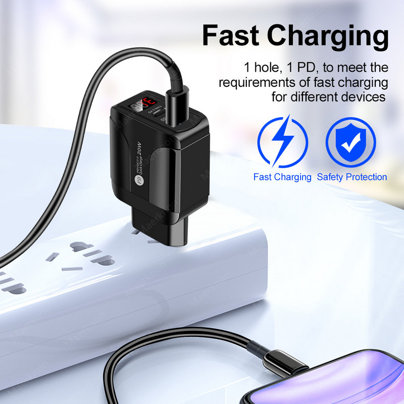 Φορτιστής PD 20W USB Προσαρμογέας ΕΕ Quick Charge 3.0 4.0 Type C Γρήγορη φόρτιση τηλεφώνου Φορητή για iPhone 12 iPad Huawei Xiaomi Samsung
