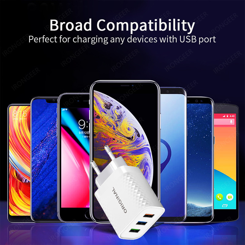 3 porta USB brzi punjač Univerzalni zidni 2.4A punjač za mobilni telefon za Samsung Xiaomi iPhone 12 Pro tablet Adapter za brzo punjenje