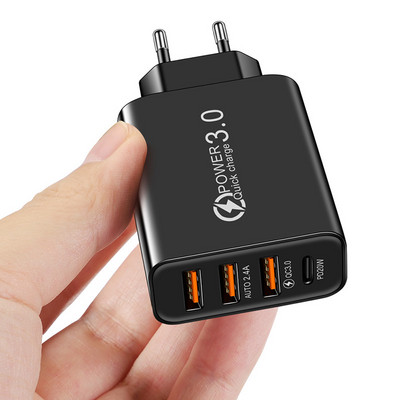 Încărcător USB PD 20W Încărcare rapidă QC 3.0 Adaptor pentru încărcător de perete telefon rapid pentru IPhone 13 12 Pro IPad Huawei Xiaomi Samsung