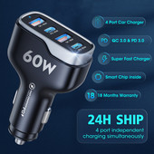 Olaf 4 porturi 96W USB încărcător auto tip C Adaptor încărcător telefon cu încărcare rapidă în mașină pentru iPhone 13 Xiaomi Huawei P40 P50 Samsung