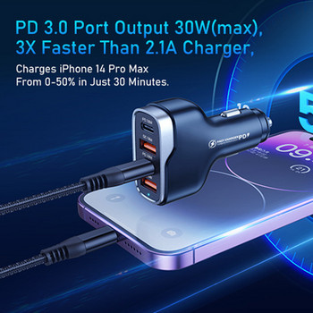 Olaf 4 порта 96 W USB зарядно за кола Тип C Бързо зареждане Адаптер за зарядно за телефон в кола за iPhone 13 Xiaomi Huawei P40 P50 Samsung