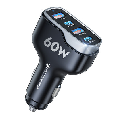 Olaf 4 porturi 96W USB încărcător auto tip C Adaptor încărcător telefon cu încărcare rapidă în mașină pentru iPhone 13 Xiaomi Huawei P40 P50 Samsung