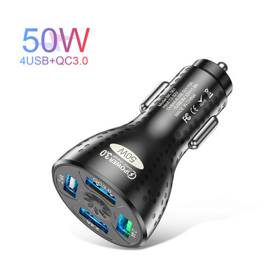 OTTWN 4 porturi USB încărcător de mașină 50W mini adaptor de încărcare rapidă pentru telefon mobil în auto pentru iPhone 14 13 Pro Max Xiaomi 12 POCO M5 X4