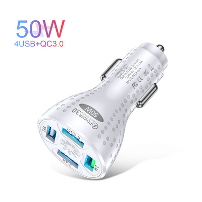 OTTWN 4 porturi USB încărcător de mașină 50W mini adaptor de încărcare rapidă pentru telefon mobil în auto pentru iPhone 14 13 Pro Max Xiaomi 12 POCO M5 X4