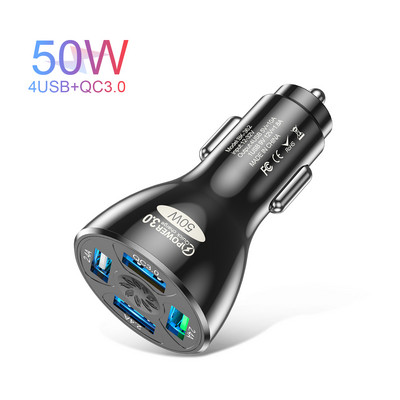 OTTWN 4 porturi USB încărcător de mașină 50W mini adaptor de încărcare rapidă pentru telefon mobil în auto pentru iPhone 14 13 Pro Max Xiaomi 12 POCO M5 X4
