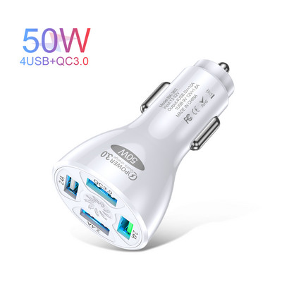OTTWN 4 porturi USB încărcător de mașină 50W mini adaptor de încărcare rapidă pentru telefon mobil în auto pentru iPhone 14 13 Pro Max Xiaomi 12 POCO M5 X4