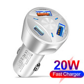 Încărcător auto USB tip C Încărcare rapidă PD Adaptor USB pentru telefon auto în mașină pentru iPhone 13 Pro Xiaomi Huawei Samsung Încărcător rapid auto