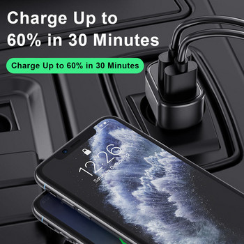 65W 3 порта PD зарядно за кола Бързо зареждане Зареждане на мобилен телефон в кола Тип C адаптер за iPhone 13 Xiaomi Samsung USB зарядни за кола