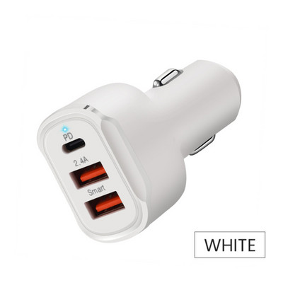 Încărcător de mașină PD cu 3 porturi 65W, încărcare rapidă, încărcare telefon mobil, Adaptor tip C pentru iPhone 13, Xiaomi, Samsung, încărcătoare de mașină USB