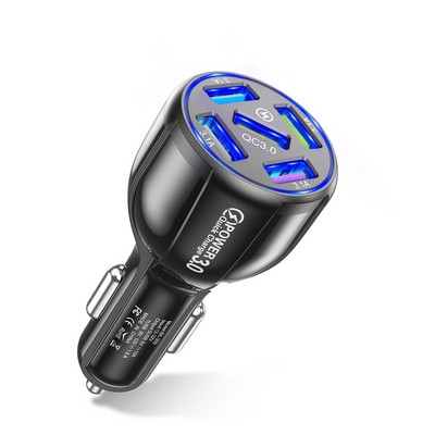 Lovebay 15A 5 porturi USB încărcare auto Mini LED Încărcare rapidă pentru iPhone 12 Xiaomi Huawei Adaptor încărcător pentru telefon mobil în tabletă auto
