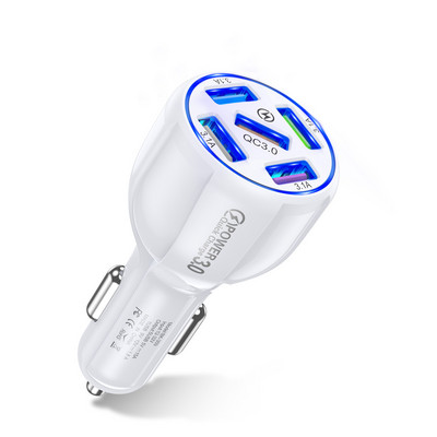 Lovebay 15A 5 porturi USB încărcare auto Mini LED Încărcare rapidă pentru iPhone 12 Xiaomi Huawei Adaptor încărcător pentru telefon mobil în tabletă auto