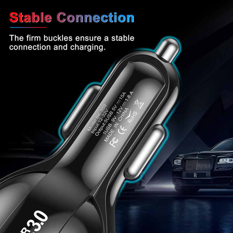 Lovebay 15A 5 priključaka USB auto punjenje Mini LED brzo punjenje za iPhone 12 Xiaomi Huawei adapter punjača za mobitel u automobilu tablet