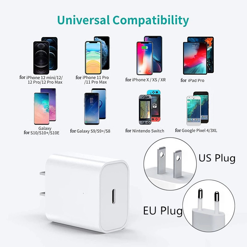 PUJIMAX Novi 20W PD QC brzi punjač US/EU utikač Adapter za punjenje pametnog telefona USB-C za Iphone 13 Pro IPad Samsung S10 Xiaomi