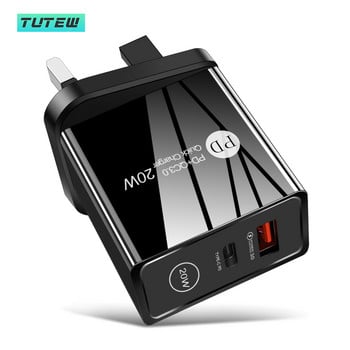Tutew Fast PD 20W USB Charger Quick Charge QC 3.0 Phone Wall Charger Adapter For iPhone 13 12 Pro iPad Huawei Xiaomi Samsung