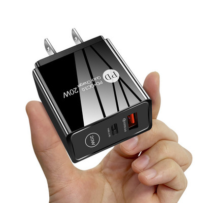 Încărcător USB Tutew Fast PD 20W, încărcare rapidă QC 3.0, Adaptor încărcător de perete pentru telefon pentru iPhone 13 12 Pro iPad Huawei Xiaomi Samsung