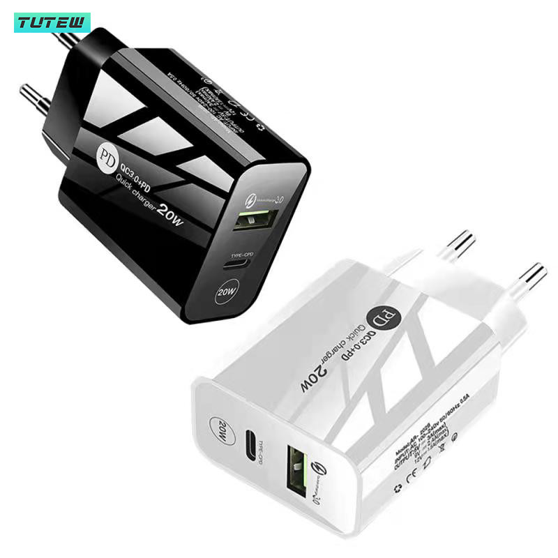 Tutew Fast PD 20W USB Charger Quick Charge QC 3.0 Phone Wall Charger Adapter For iPhone 13 12 Pro iPad Huawei Xiaomi Samsung