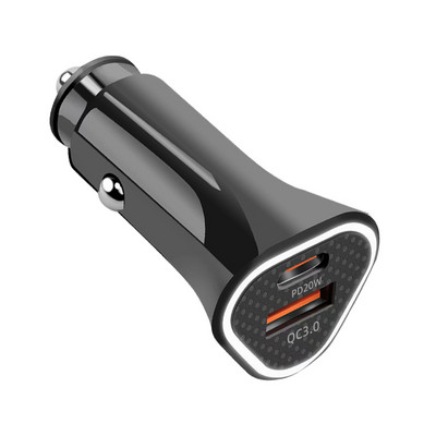 Încărcător de mașină PD Încărcare rapidă Dual-port 38W PD3.0+QC3.0 Încărcător de mașină USB pentru iPhone Xiaomi Adaptor pentru încărcător FCP pentru telefon mobil în mașină