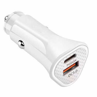 Încărcător de mașină PD Încărcare rapidă Dual-port 38W PD3.0+QC3.0 Încărcător de mașină USB pentru iPhone Xiaomi Adaptor pentru încărcător FCP pentru telefon mobil în mașină