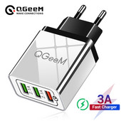 Încărcător USB QGEEM pentru Xiaomi Mi9 iPhone X Priză UE SUA QC 3.0 3 Încărcător rapid de telefon USB Încărcare rapidă 3.0 Adaptor de încărcare portabil
