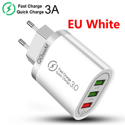Încărcător USB QGEEM pentru Xiaomi Mi9 iPhone X Priză UE SUA QC 3.0 3 Încărcător rapid de telefon USB Încărcare rapidă 3.0 Adaptor de încărcare portabil