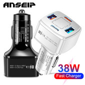 ANSEIP 4 porturi PD încărcător auto USB tip C încărcare rapidă Adaptor telefon auto pentru iPhone 14 13 Xiaomi Huawei Samsung Încărcare rapidă 3.0