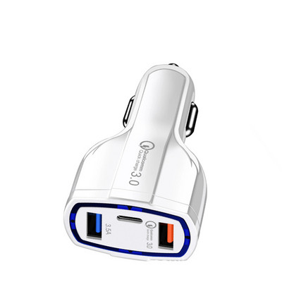 Încărcător auto 3 în 1 USB C Încărcător USB pentru telefon mobil 3 porturi Încărcare rapidă QC3.0 pentru XIaomi Iphone Samsung Adaptor încărcător pentru smartphone