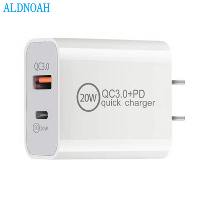 PD+Quick Charge 3.0 за iPhone Зарядно устройство Стена Бързо зареждане за Samsung S21 S20 Plug Xiaomi Huawei Адаптер за зарядни устройства за мобилни телефони