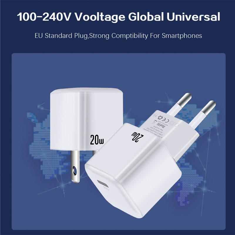 Prijenosni 20W USB C punjač Tpye C brzo punjenje za Air/iPhone 13 Xiaomi Huawei Samsung QC 3.0 mobilni telefon PD adapter za punjenje