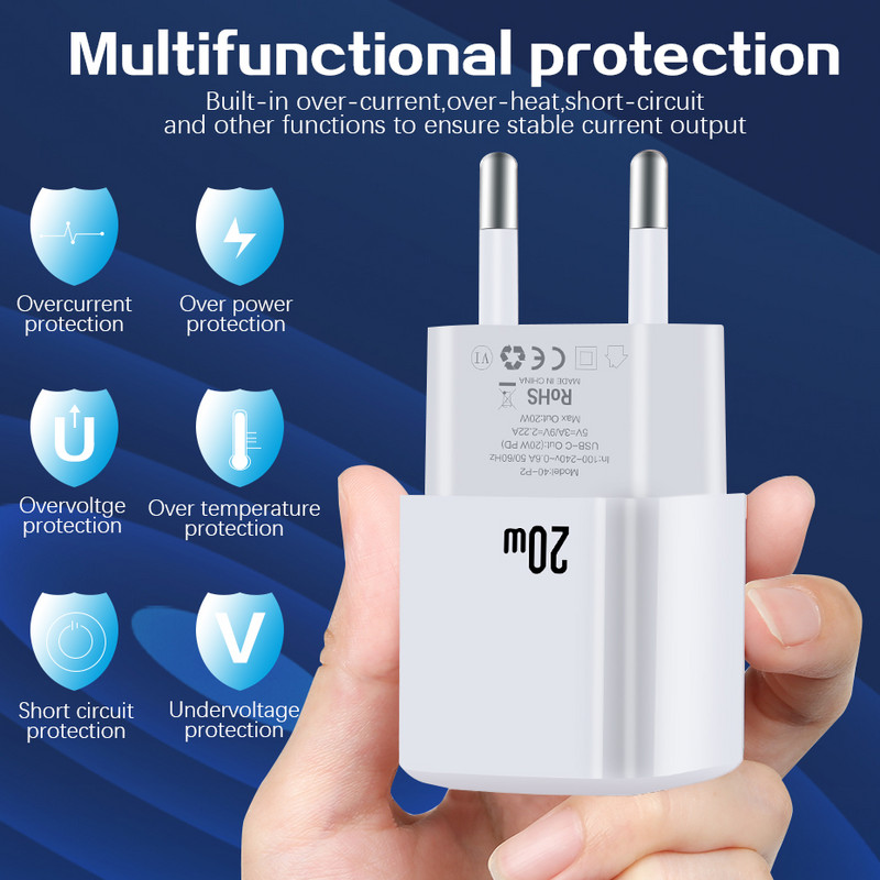 Prijenosni 20W USB C punjač Tpye C brzo punjenje za Air/iPhone 13 Xiaomi Huawei Samsung QC 3.0 mobilni telefon PD adapter za punjenje