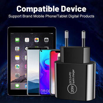 Φορτιστής 2 PD USB Φορτιστής διπλού τύπου C για iPhone 13 12 11 Pro Quick Charge 3.0 για Xiaomi Huawei Samsung Mobile Phone Adapter