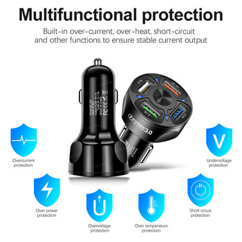 Car USB Charger Quick Charge 3.0 4.0 Universal 35W Fast Charging in car 4 Port Charger mobile phone for samsung s10 iphone 7 8 9